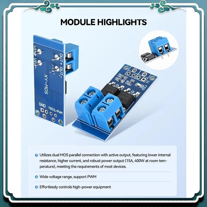 ABSK-6PCS Motor Speed Controller Dual High-Power MOSFET Trigger Switch Drive Module 0-20Khz PWM Adjustment DC 5V-36V 400W,15A