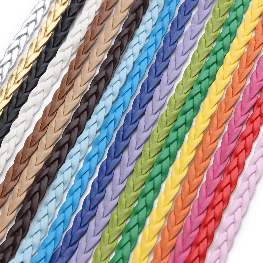 10 Yards 5mm geflochtene PU-Lederband bunte flache gewebte Schnur Seilfaden für DIY Schmuckherstellung Armbänder Halskette Zubehör