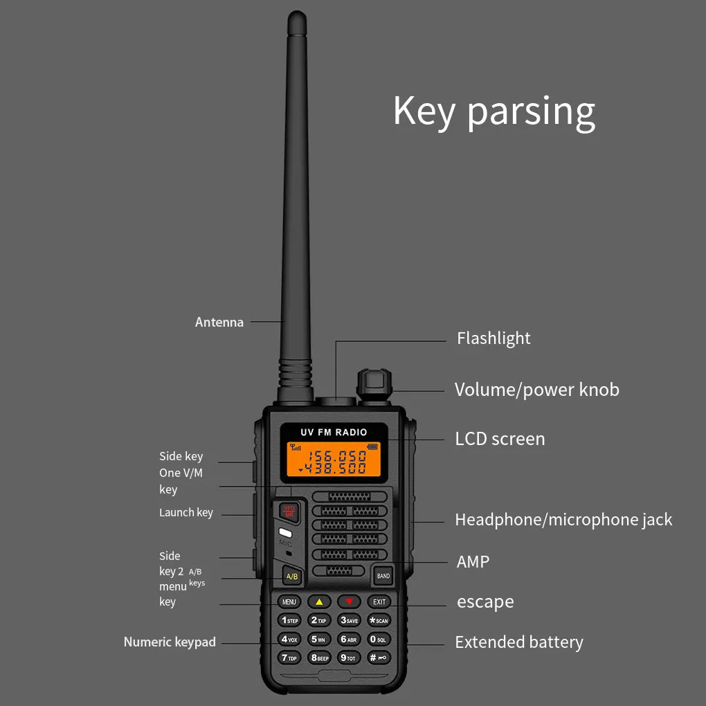 BAOFENG-UV-X5 Plus Walkie Talkie, Transceptor Portátil Poderoso Alto, Longo Alcance Ham, Rádio CB em Dois Sentidos, Carregador USB, UHF, VHF