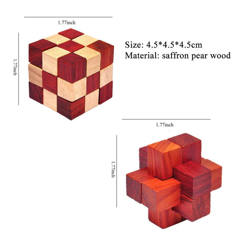 Ensemble de jouets de déverrouillage en bois avec boîte, jeu de puzzle 3D, Kong Ming Lu Ban Lock, QI pour enfants et adultes, casse-tête, cadeaux pour enfants