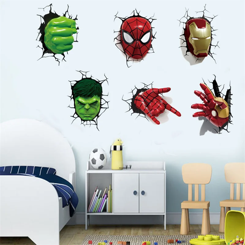 Cartoon Avenger Wall Stickers For Kids Room Children Bedroom  Decor Home Movie Mural Boys room fridge decor