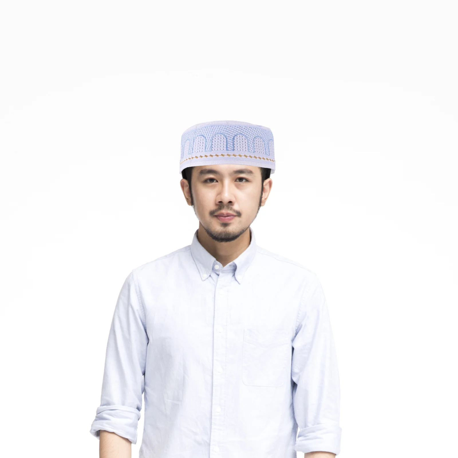 Muslim Prayer Hat Embroidered Lightweight Breathable Southeast Asian Islamic Worship Cap Prayer Hat Islamic Caps for Men