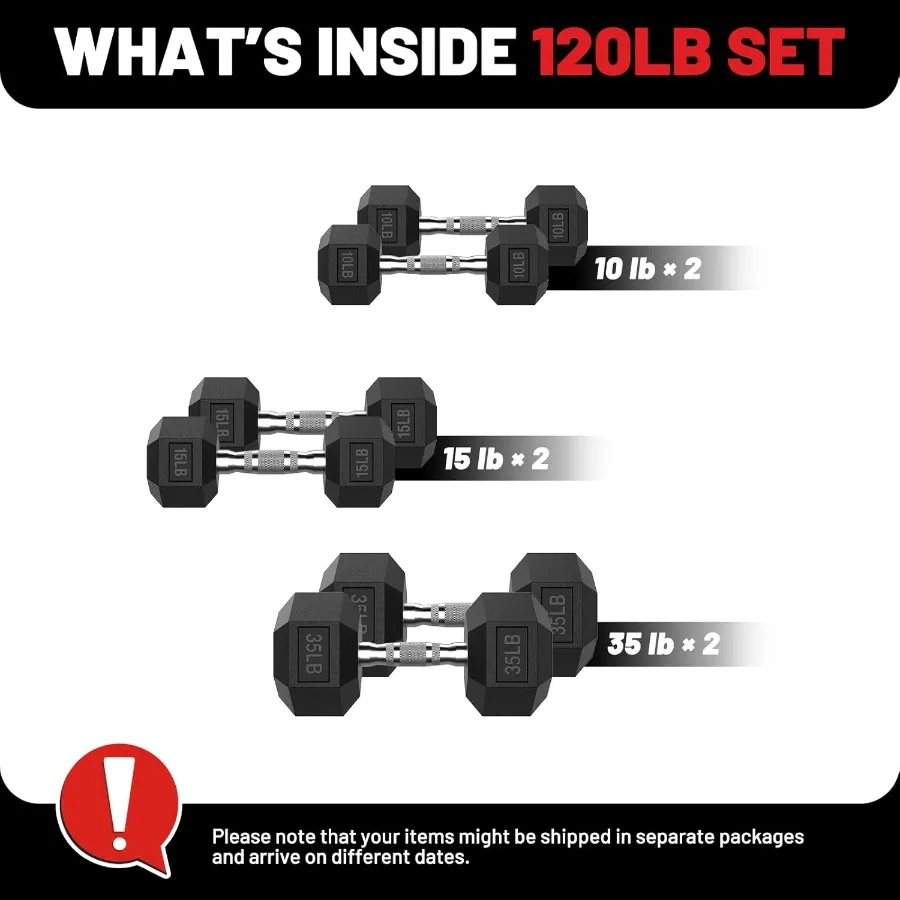 مجموعة دمبل سداسية بوزن 45135 رطل من المطاط المطلي لصالة الألعاب الرياضية المنزلية لتدريبات القوة وتدريبات اللياقة البدنية وأوزان يدوية قابلة للتعديل