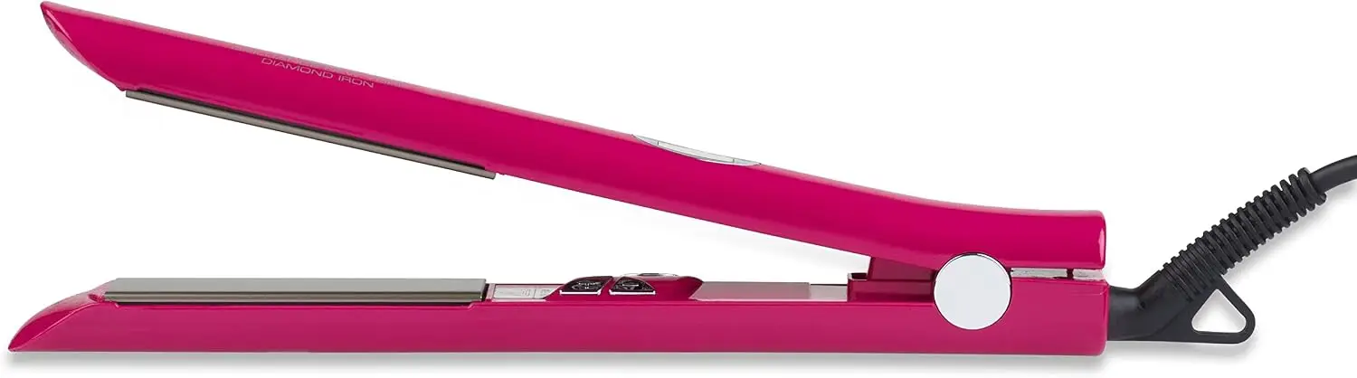 2-in-1 Hair Straightener and Curler, 1 Inch Diamond Titanium Flat Iron, Anti-Static