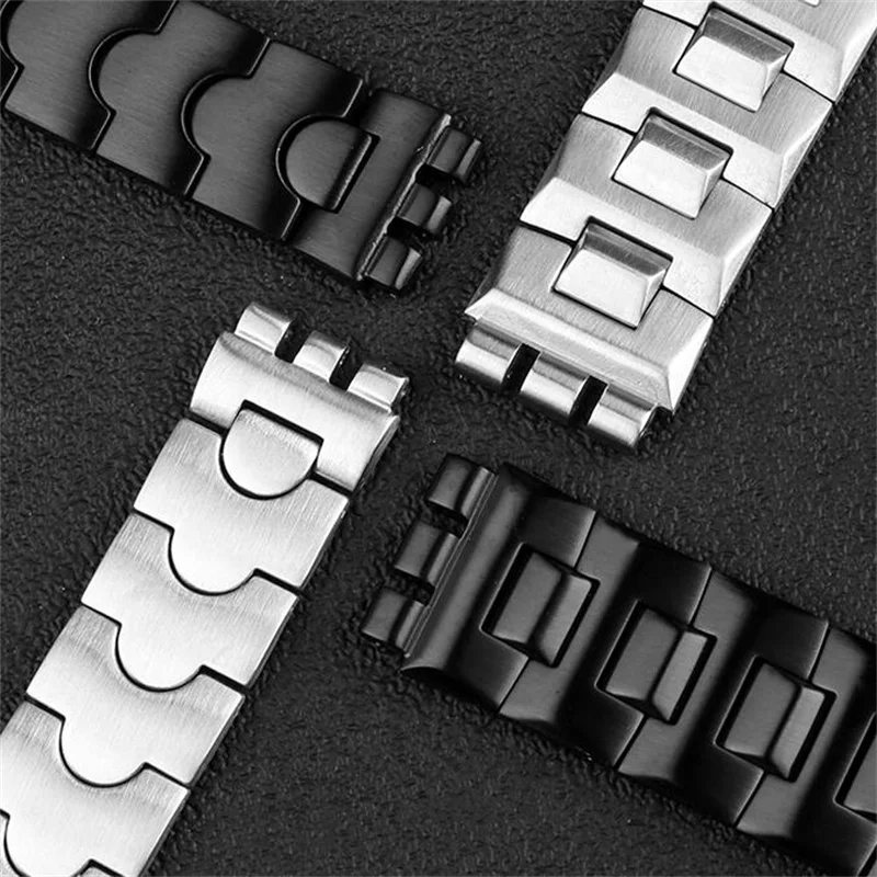 Specialized Interface Black Silver 316L Stainless Steel Watchband 19mm Solid Links Bracelet Fit For Swatch YGS YCS Watch Stock