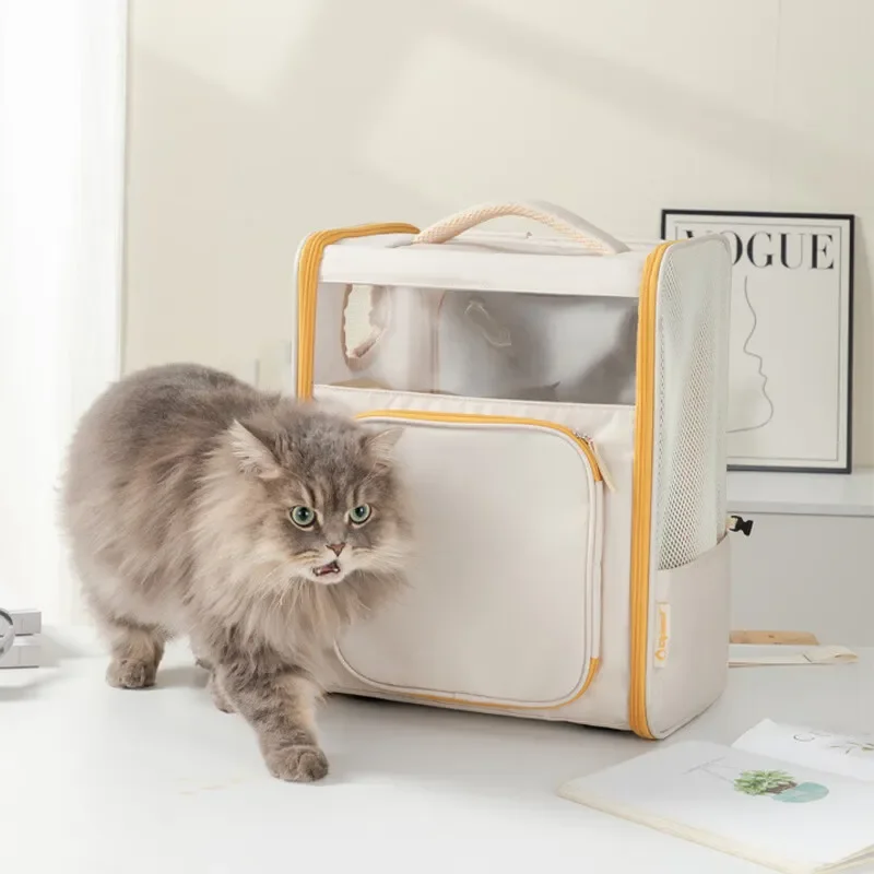 Portable Cat Backpack Breathable Pet Carrier for Small Dogs Lightweight Travel Bag Outdoor Hiking Puppy Transport Cage DCW