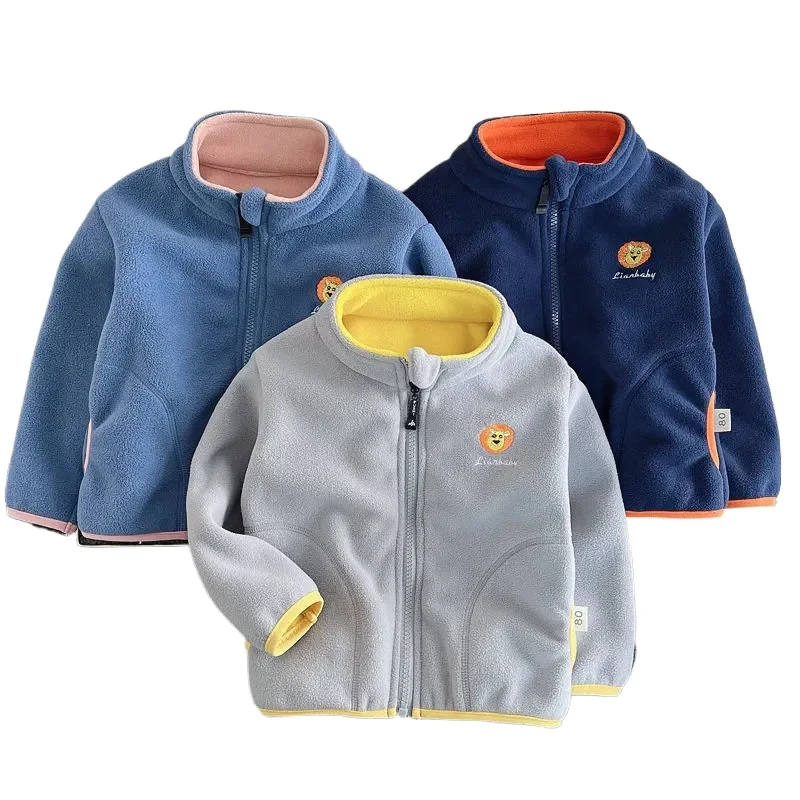 

New Children Boys Girls Polar Fleece Cardigan Jacket Winter Kids Warm Hooded Baby Coats Causal Toddler Outerwear