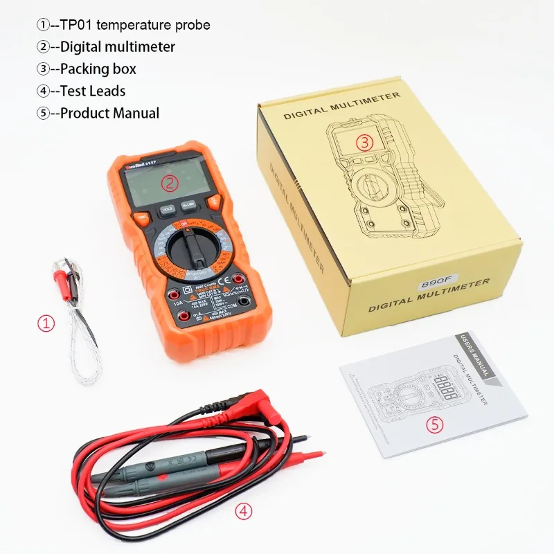 RuoShui 890F Digital Multimeter NCV 6000 Count Ture RMS Meter Live Professional Resistance Frequency Voltage Temperature Tester