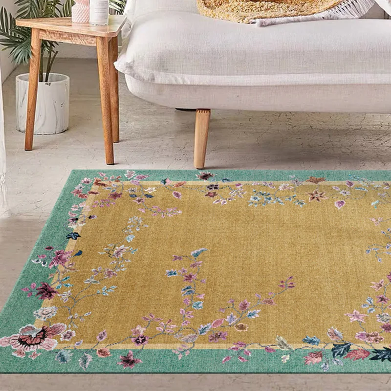 New Chinese Style Carpets for Living Room Retro Ethnic Style Bedside Rug Minimalist Bedroom Decor Carpet Home Washable Floor Mat