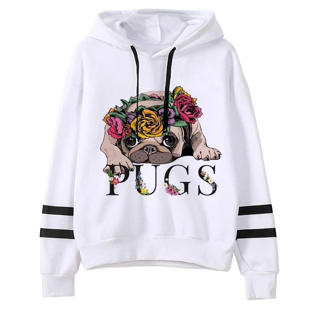 Pug hoodie kaus bertudung wanita keringat anime grafis Jepang y2k pakaian wanita 90s