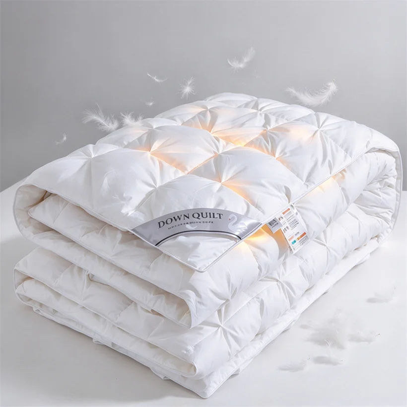 Hotel Grade 100% White Goose Down Duvet Insert Queen King Full Size Comforter with Cotton Shell Luxurious Quilt for All-Season