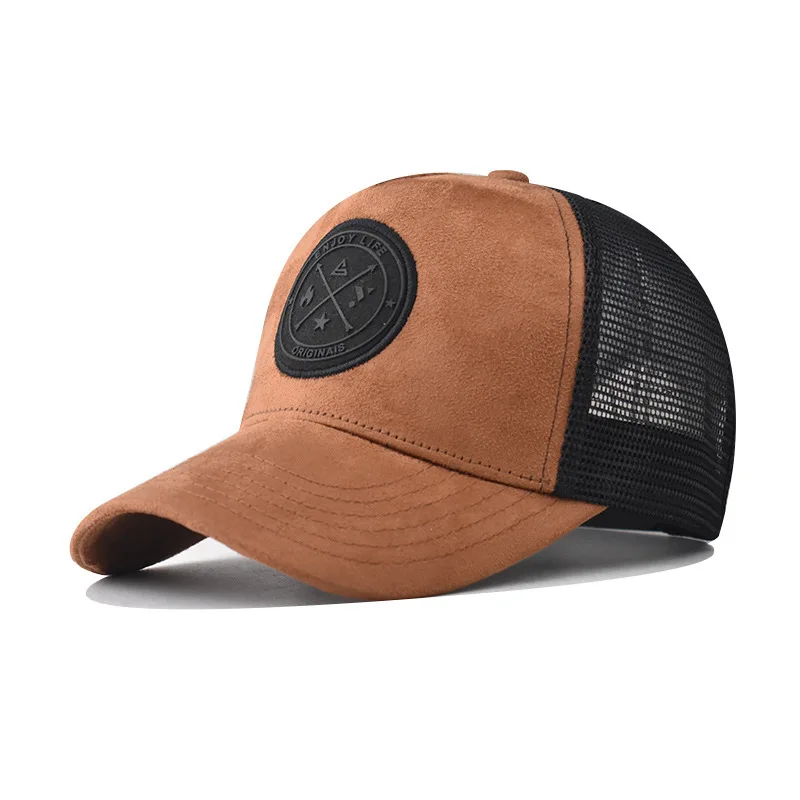 

Classic Trucker Cap New Cotton Personalized D Round Logo Embroidered Baseball Oxford Lining Non Deforming Hat Mesh-Back Cap