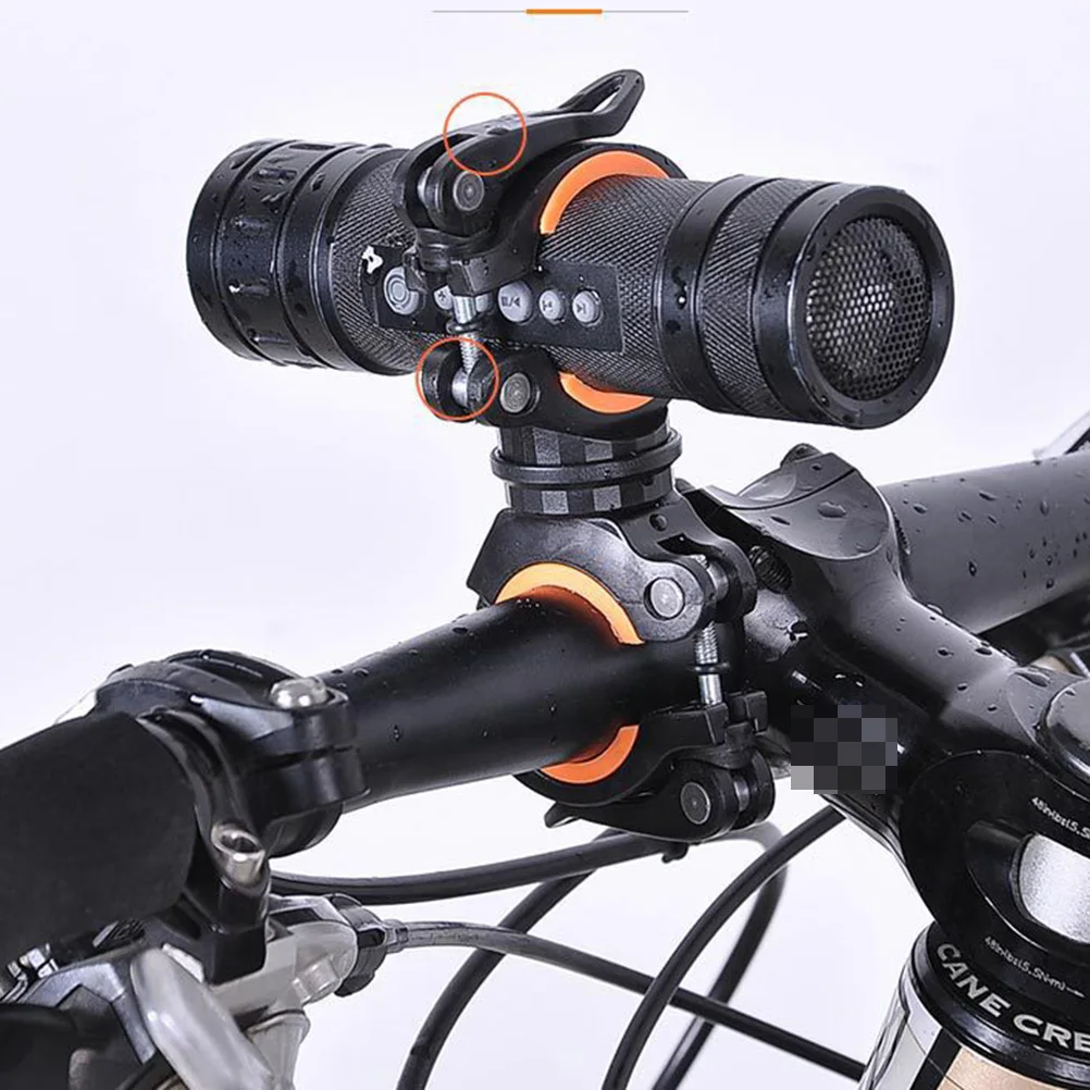 Light Bracket Bike Lamp Holder 360 Degree Rotation Durable Plastic Easy Install Flashlight Mount Stand Black and Orange