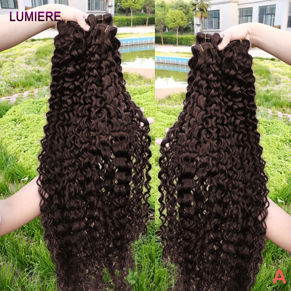 

Шоколадно-коричневые афроглубокие вьющиеся волнистые пучки человеческих волос 3/4 пучка 100% необработанные пучки человеческих волос, наращивание натуральных волос