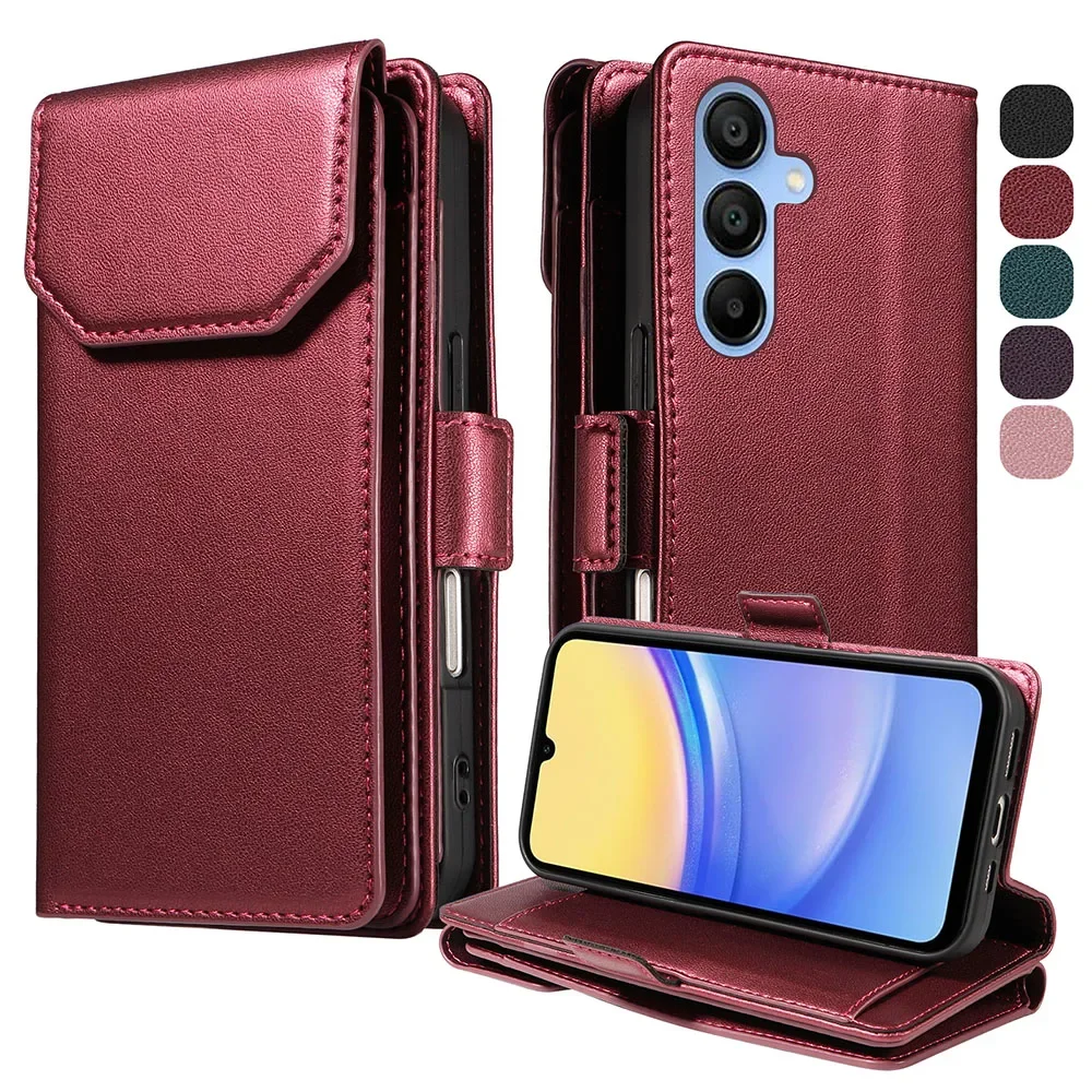 Doka Multi-Card Slots Case For Samsung Galaxy A10 A20 A30 A40 A50 A70 A51 A71 A12 A32 A52 A13 Wallet Leather Phone Cover Lanyard