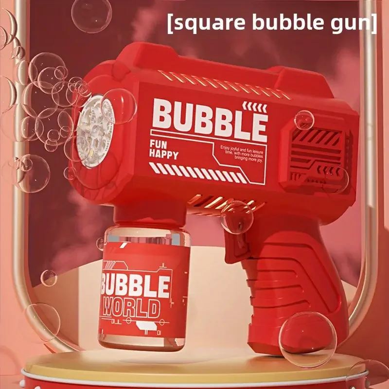 Máquina de bolhas de brinquedo infantil totalmente automática com luz, pistola de bolhas portátil (excluindo bolhas líquidas/bactérias para ser preparadas
