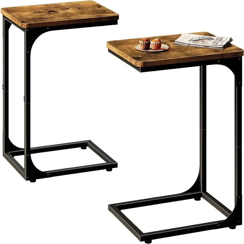 

Table Side Table Set Of 2 End Table C Shaped Couch Tables Living Room Sets Farmhouse Rustic Brown (017-30BN)