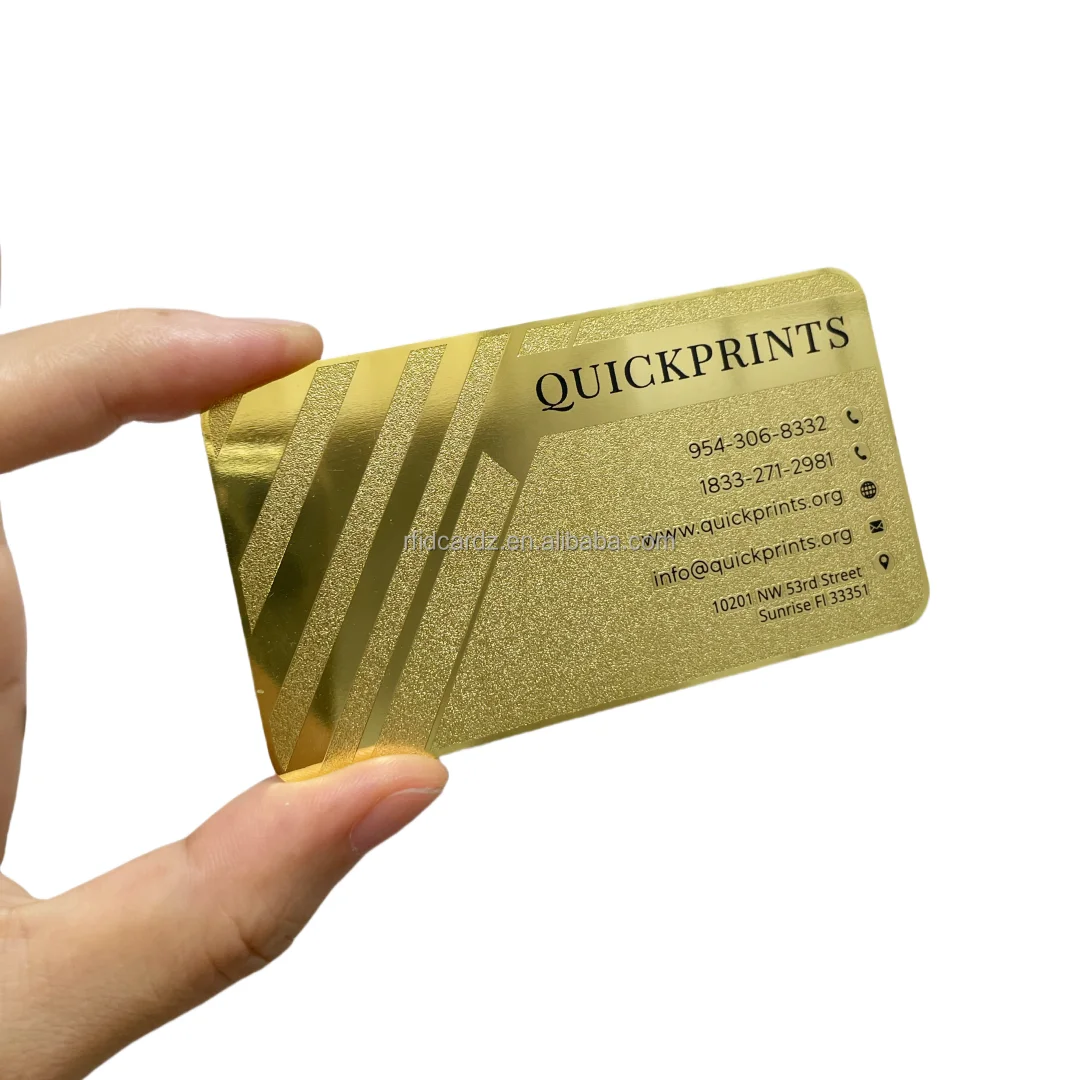 Customized inquiry Laser Cut Luxury Gold Engraved Metal Business Card Customized Printing Matte Golden Card