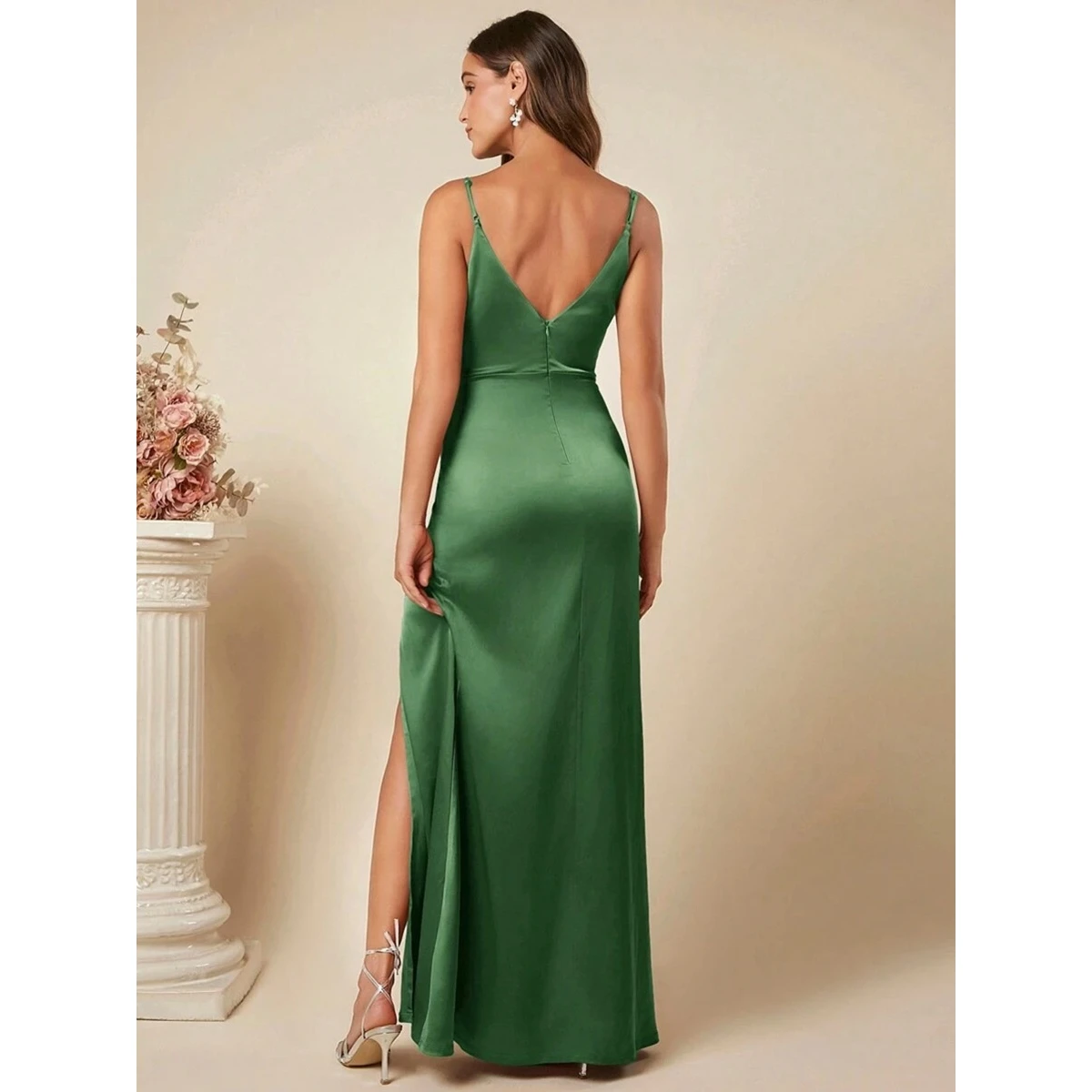 エレサテンテールドクスボーダー春夏新作セクシーなプリーツミディドクメイドドクスヴェルガウン