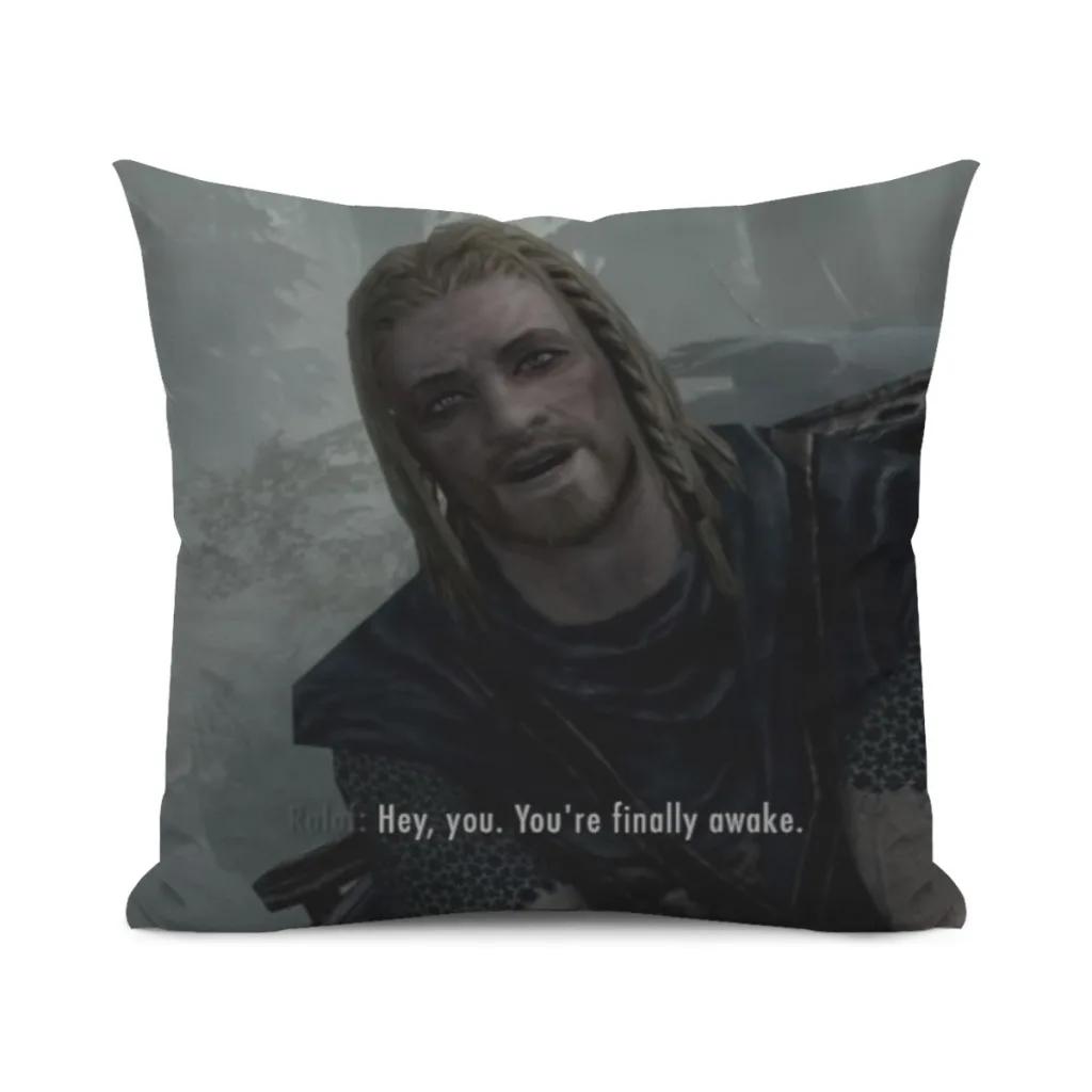 Skyrim-Coussin You're Finally Awake, irritation du bureau, oreiller de chaise, canapé, chambre à coucher, sol, optique d'hiver