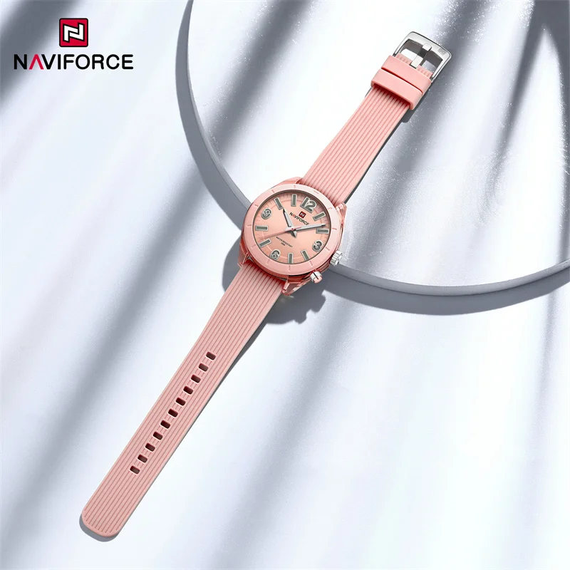 NAVIFORCE-Relógios femininos com pulseira de silicone impermeável, relógio de pulso feminino, moda luxo, elegante