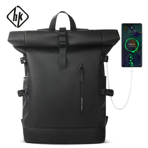 Mochila de viaje expandible HK para hombre, bolsa impermeable de gran capacidad para ordenador portátil de 15,6 pulgadas, mochila para senderismo, mochila para ciclismo con puerto USB