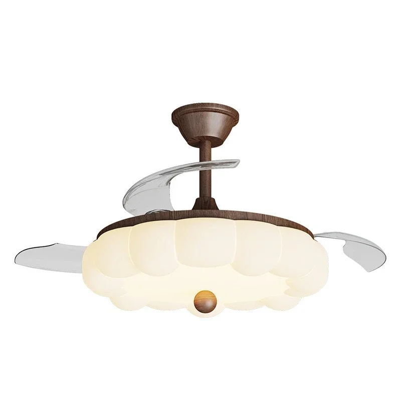 Bedroom invisible fan light silent medieval French cream wind dining room ceiling fan light