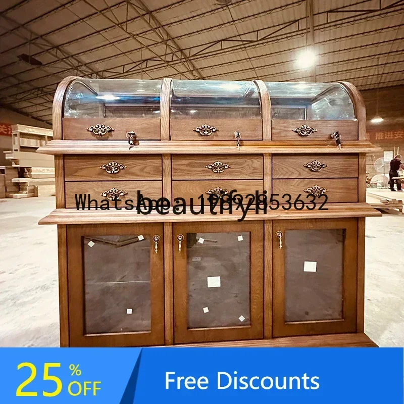 

CC Vintage Glass Display Cabinet Jewelry Display Cabinet Women's Clothing Store Hat Island Shelf