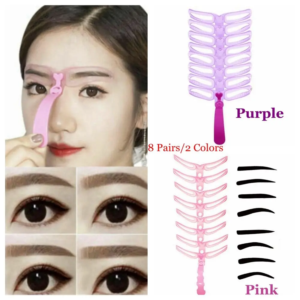 8 Pairs Hot Sale Women Eyebrow Stencil Kit Reusable Eyebrow Grooming Stencil Card Shaping Template Makeup Tools