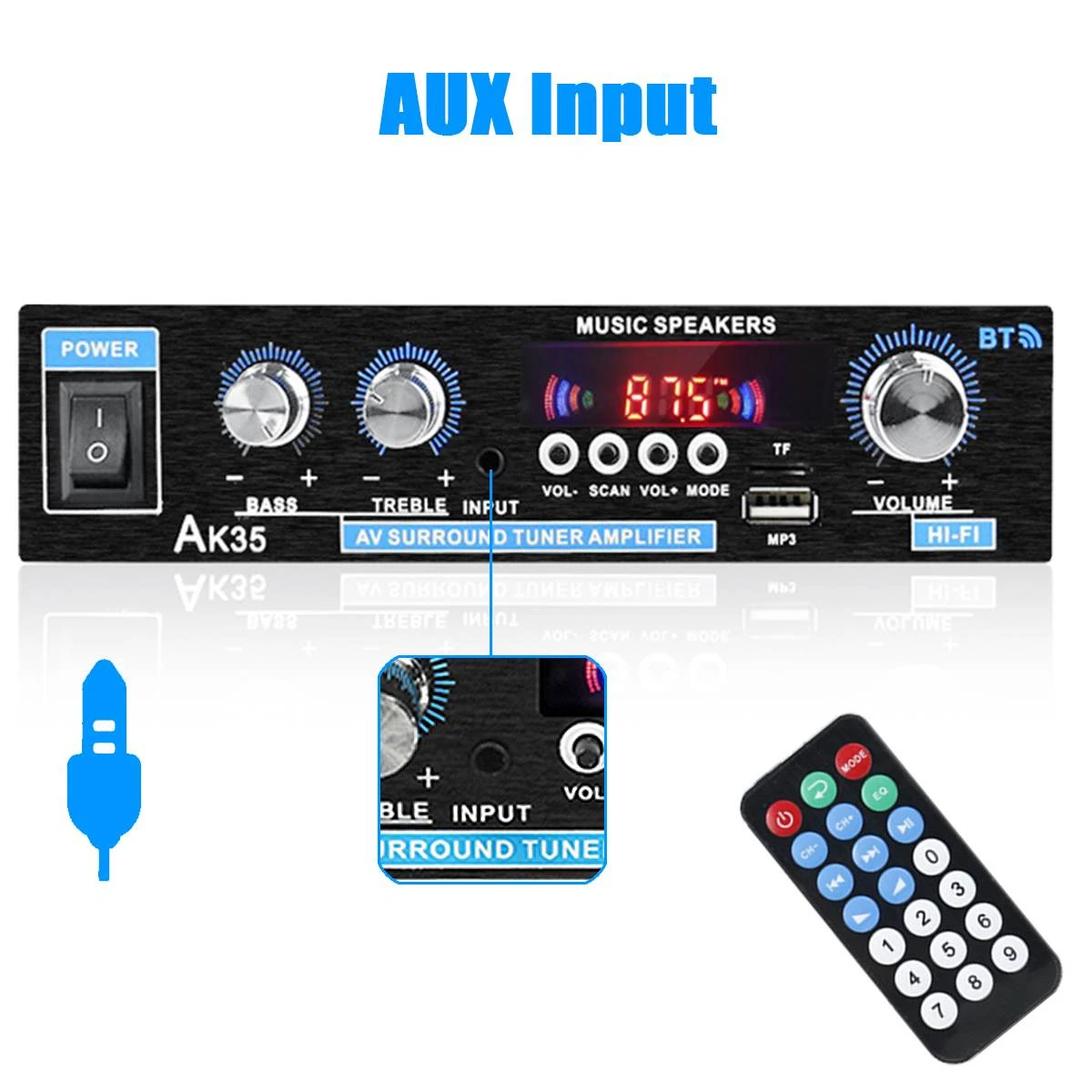 HiFi-Digital verstärker ak35 Bluetooth-Verstärker MP3-Kanal 2,0 Sound verstärker Verstärker Unterstützung 110V-240V für Heimauto max 400W * 2 – Detail 9