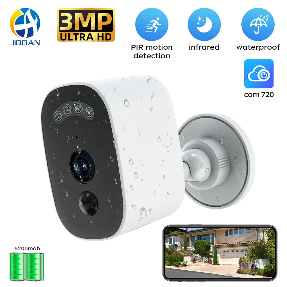 

Jooan 2K 3MP wifi Surveillance Camera PIR Motion Detect Full Color Night Vision Monitor IP66 Waterproof monitor 2 Way Audio