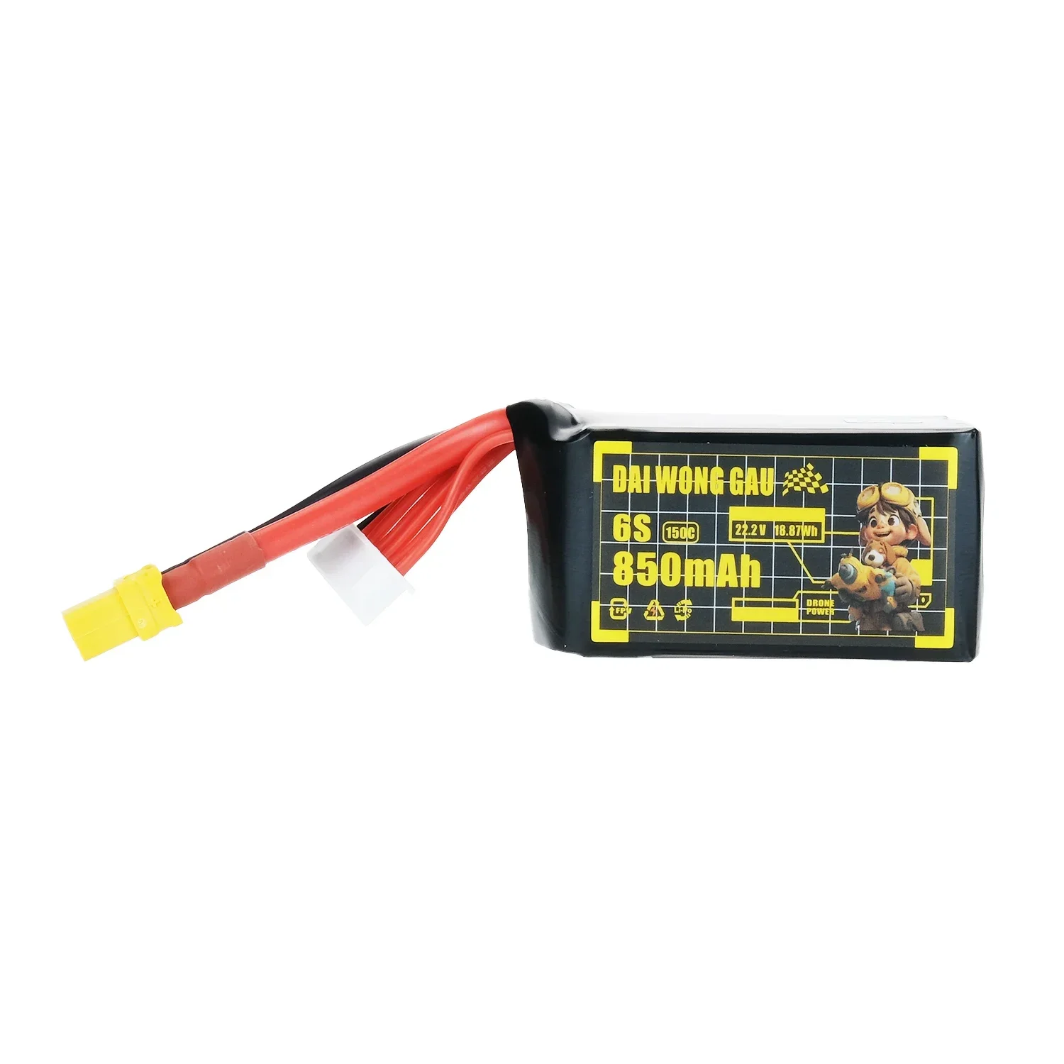 DOGCOM 850mAh 22.2V 150C 6s Lipo battery FPV traverser battery XT60 plug for RC FPV Drone