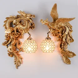 Creative Dragon Phoenix Wall Light Luxury Decoration Wall Lamp Living Room Background Corridor Staircase Bedroom Bedside Lamp