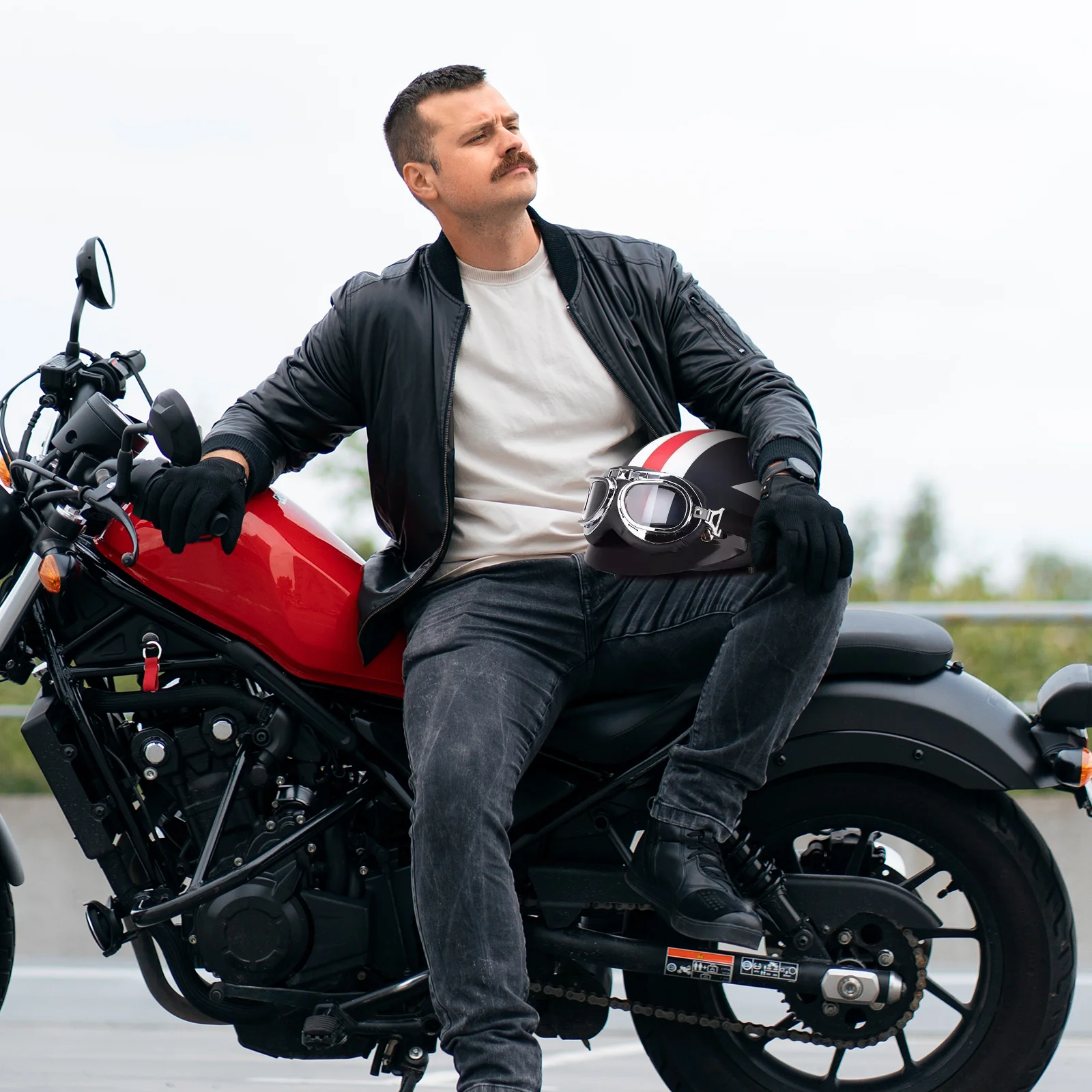 

Motorcycle Open Face Dual Visor High Impact Resistant ABS Safety Headgear Comfortable Breathable Lining Secure Buckle
