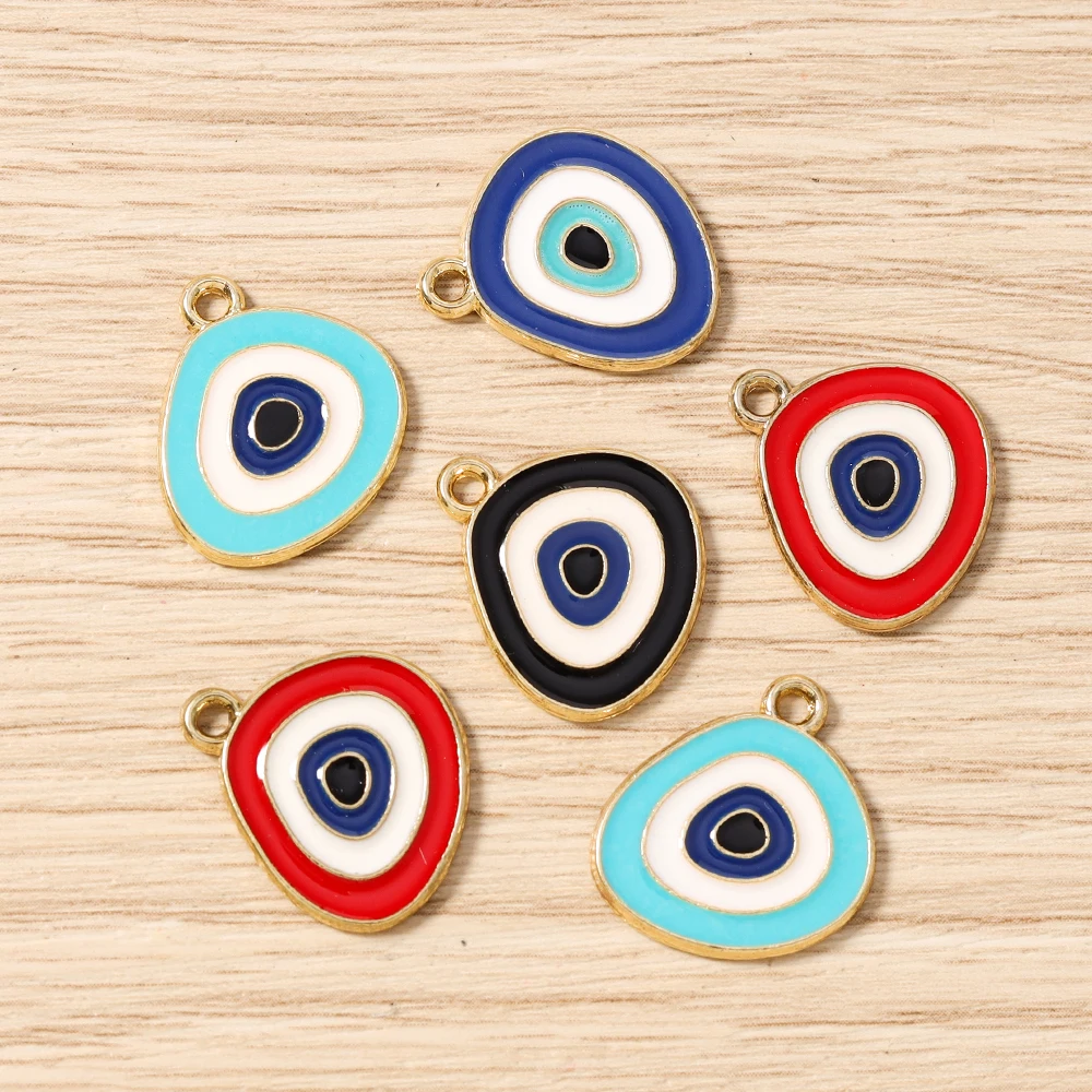 Tusember 20 Stück 15*19mm Niedliche Türkische Blaue Augen-Anhänger für Ohrhänger, Armbänder, Halsketten, Böser-Blick-Anhänger zur Schmuckherstellung – Detail 5