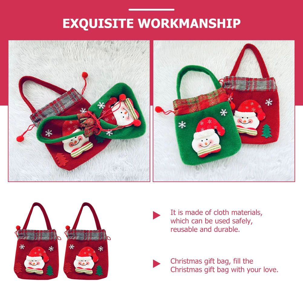 

2Pcs Christmas Gift Bags Reusable Cloth C held Party Supplies Non Woven Tote Goodies Treats Bags Decorations
