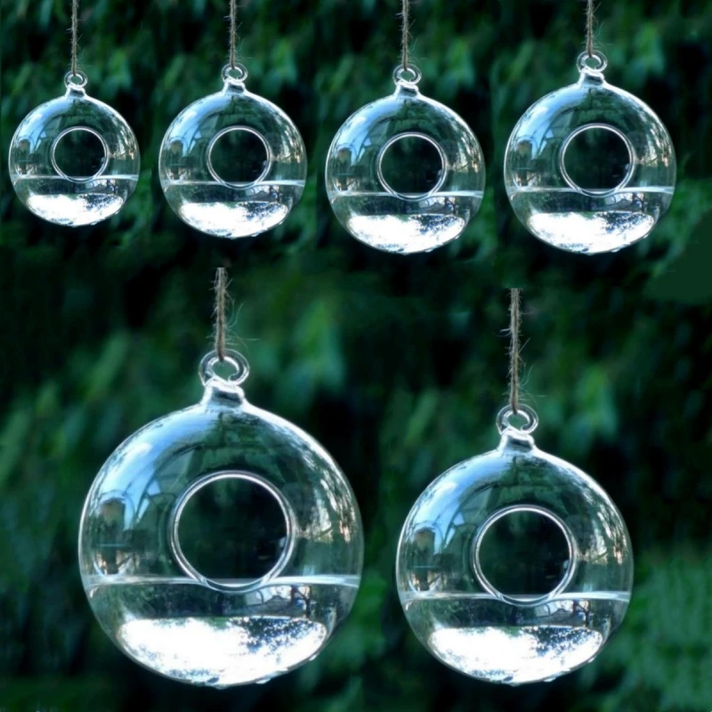 Free Shipping 34pcs/pack Mixed Size One Open Transparent Glass Terrarium Vase Home Decoration Wedding Prop Hanging Pendant Globe