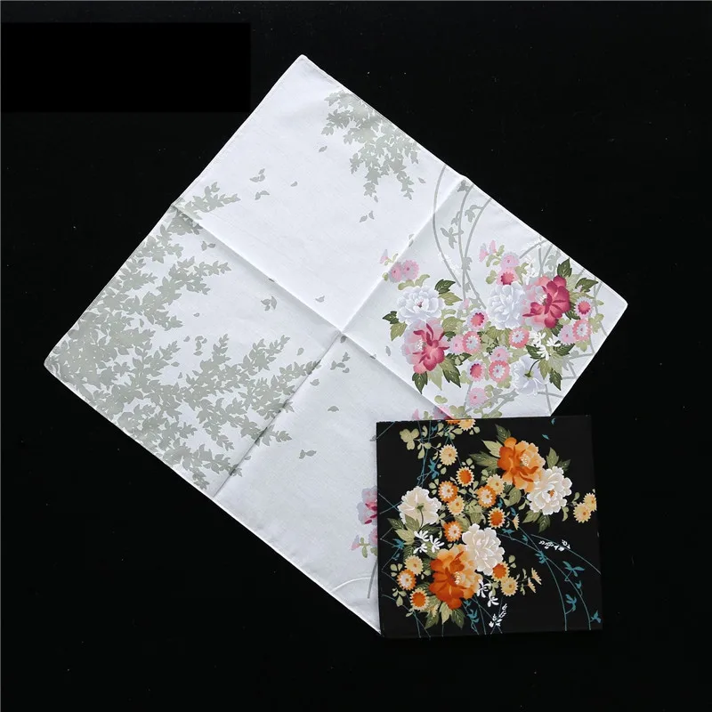 3 Stück 43 x 43 cm, reine Baumwolle, japanischer und koreanischer Stil, mit Blumenmuster, Damen-Taschentücher, quadratische Handtücher, Tee-Party-Geschenke für Damen – Detail 5