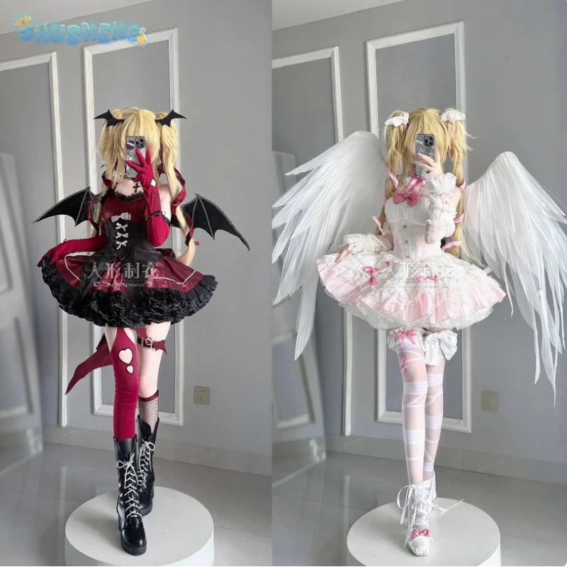 

Shugo Chara Tsukiyomi Utau Cosplay Costume Dress Neck Decoration Wings Gloves Props Socks Set Halloween Women Gothic Uniform