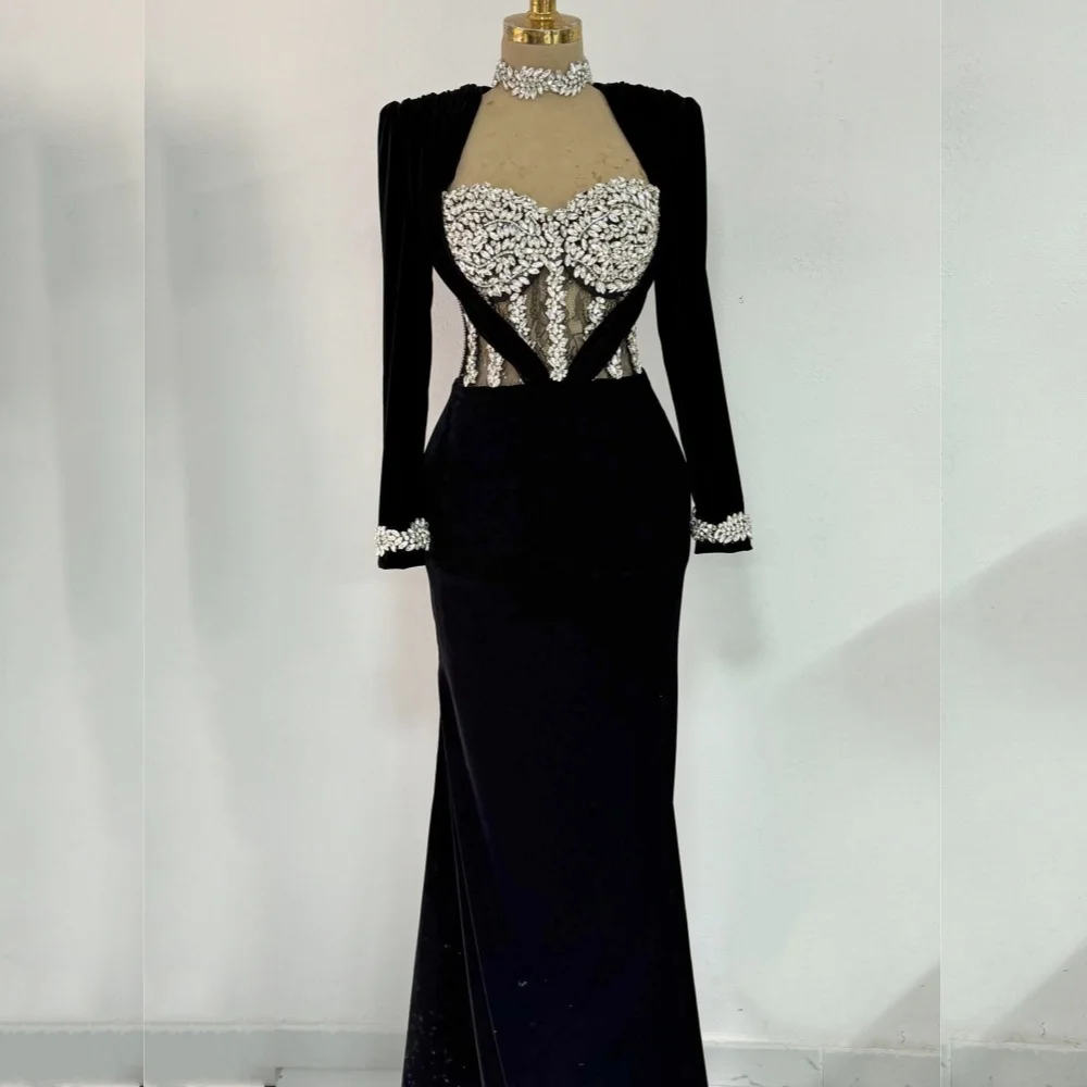 

Индивидуальное высококачественное блестящее вечернее платье со стразами, плиссированные длинные платья на заказ, элегантное вечернее платье