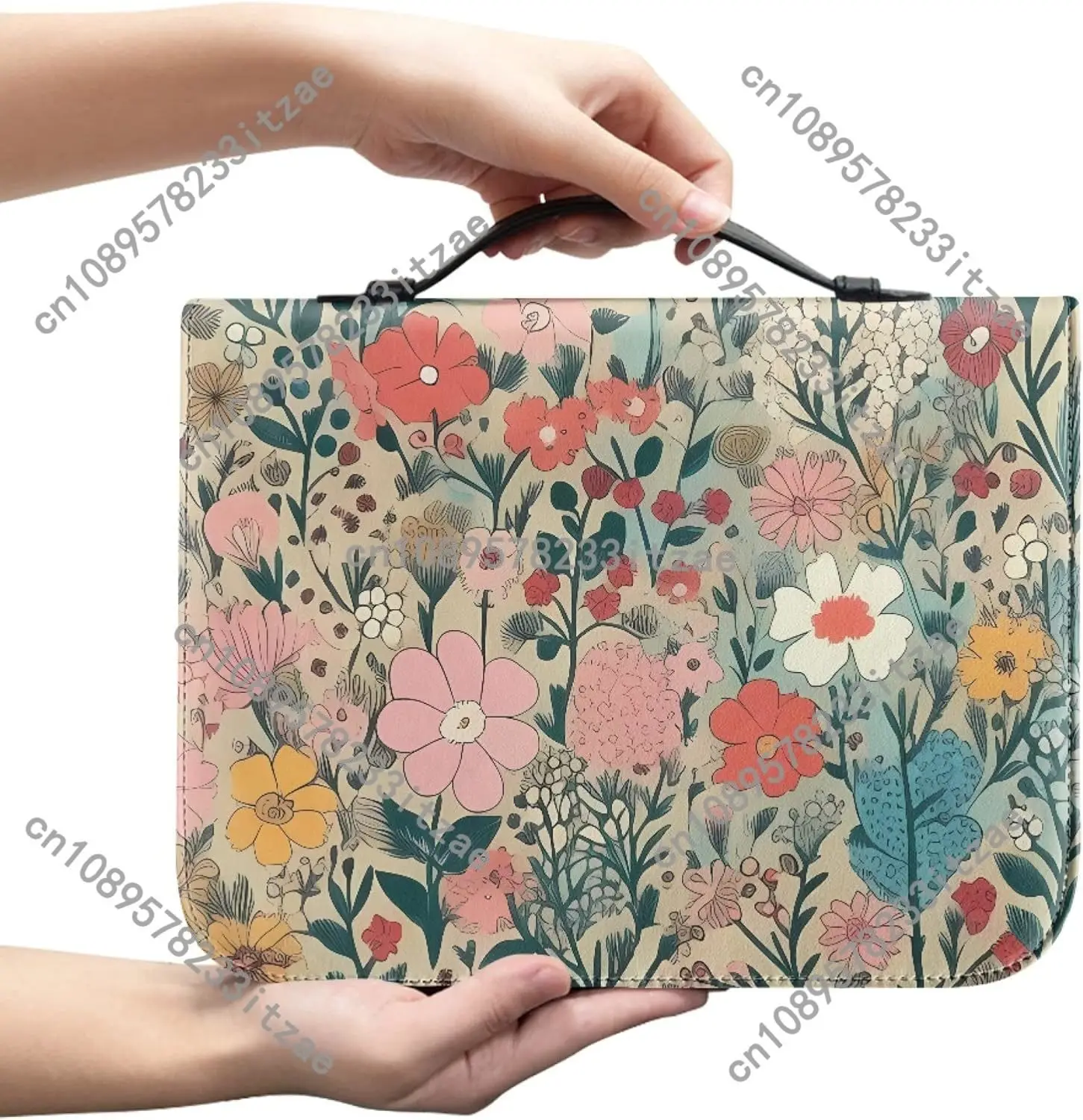 أغطية الكتاب المقدس ديزي حافظة الكتاب المقدس الصفراء الزهرية للنساء والفتيات غطاء الكتاب المقدس مع سحاب وحقيبة مقبض لدراسة الكتاب المقدس