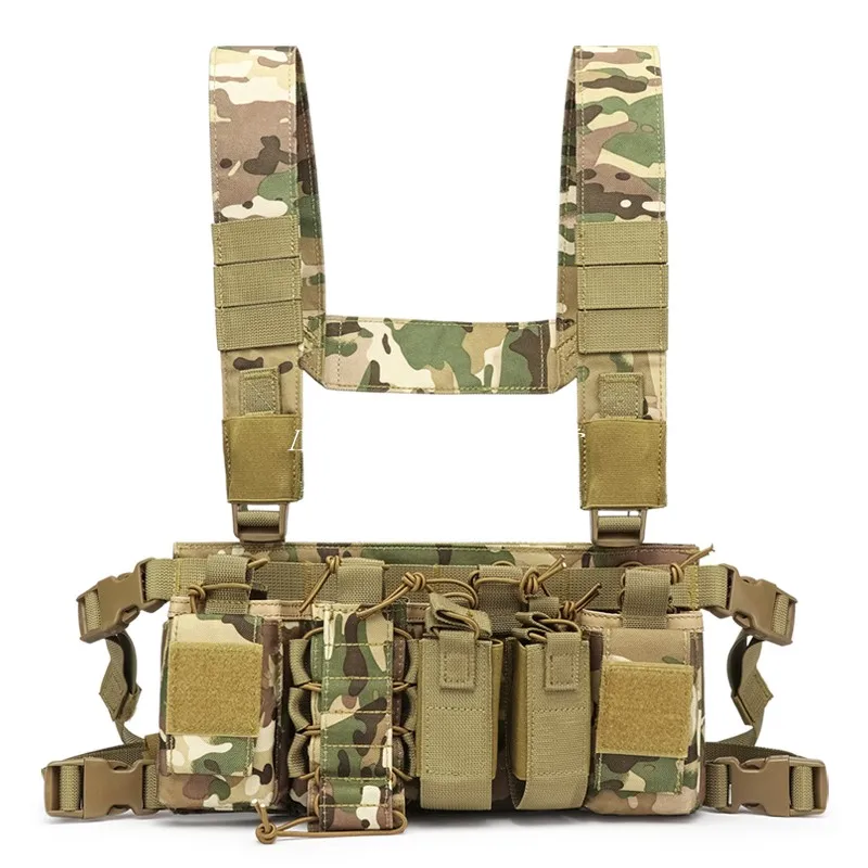 

Tactical Chest Rig Bag Radio Harness Front Pouch Holster Military Vest Rig Bag Adjustable Functional Two Way Radio Waist Pouch