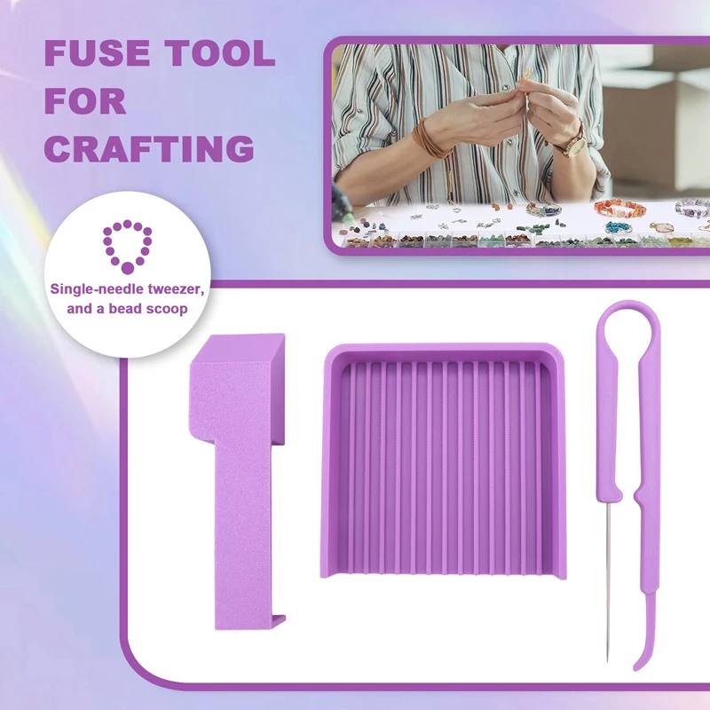 AC88-Fuse Bead Single-Strand Tweezers& Aligner Tray Kit, 5 Mm Fuse Beads Set, Fuse Tool For Crafting Jewelry Bracelets