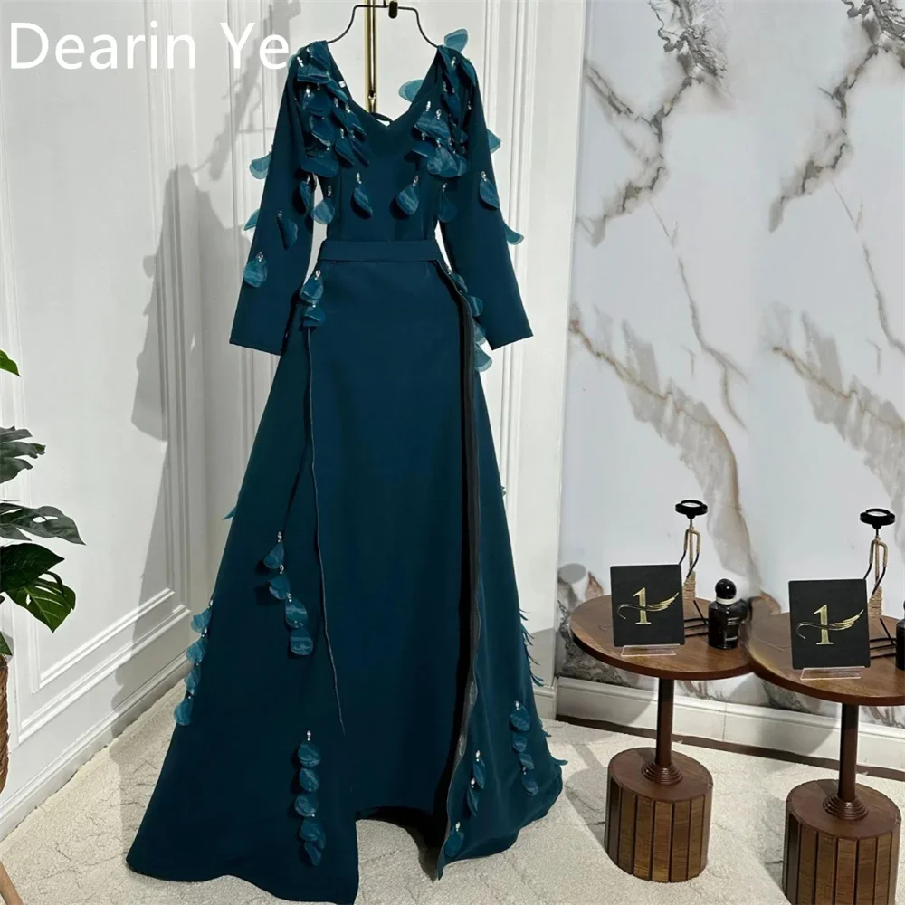 Customized Prom Gown Dearin V-neck A-line Floor Length Skirts Applique Bespoke Occasion Dresses Formal Saudi Arabia Evening Dres