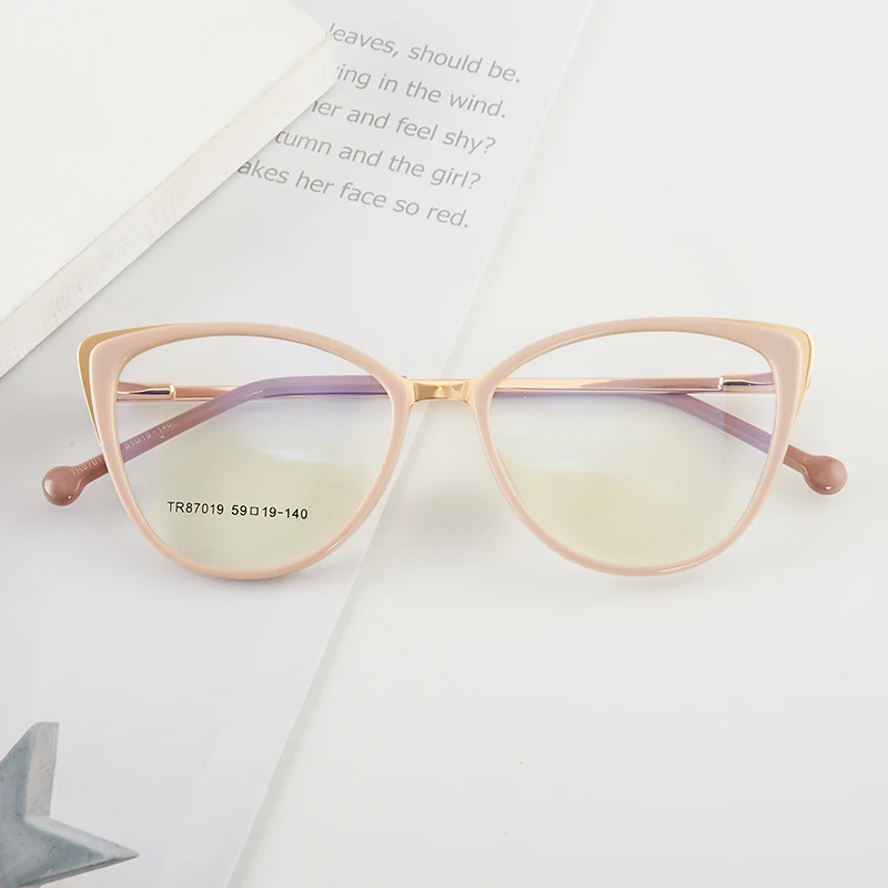 SZTZX Women Fashion Cat Eye Prescription Glasses Anti Blue Light Photochromic Myopia Eyewear Custom Progressive Reading Glasses