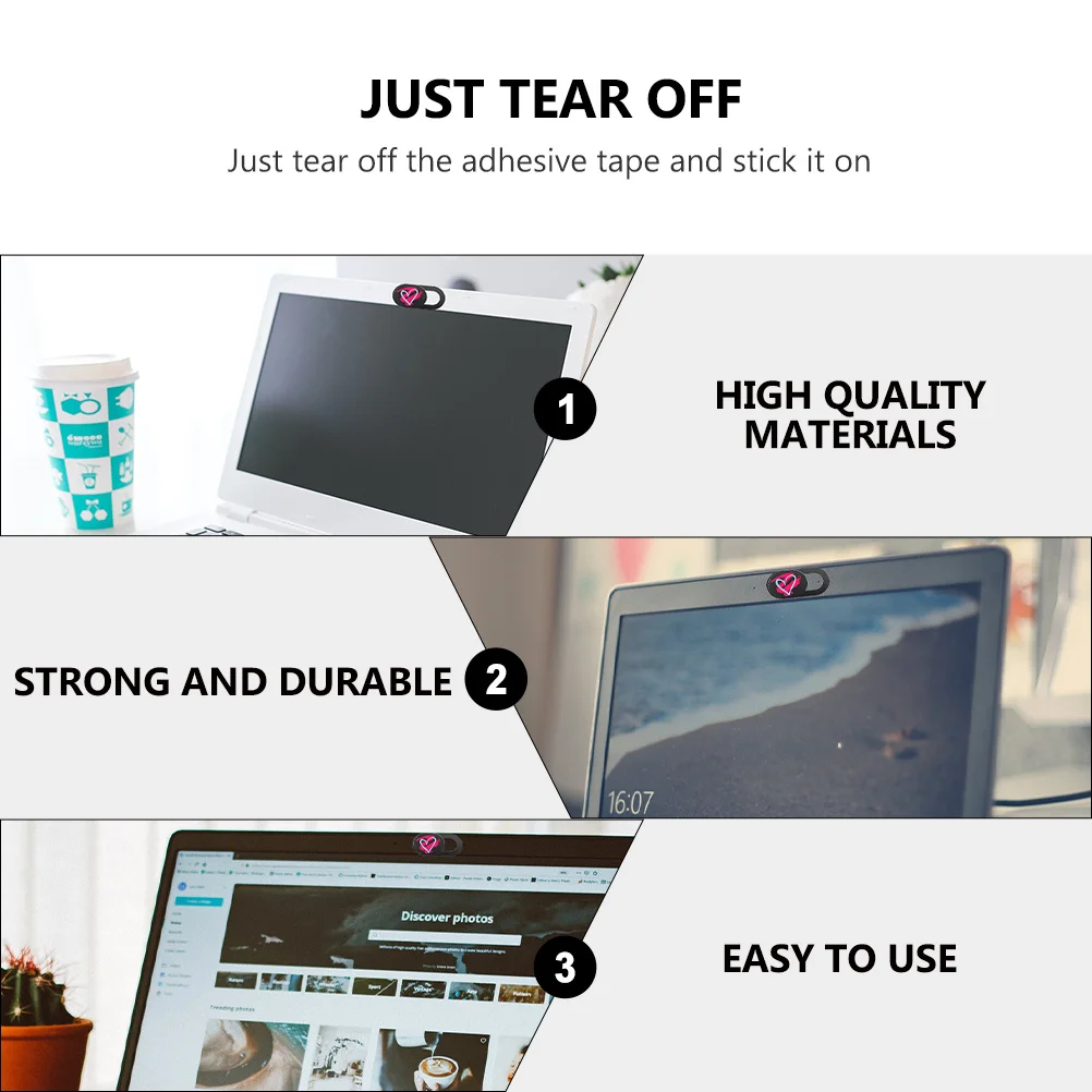 

3Pcs Adhesive Heart Slide Cover Privacy Protector for Phone Laptop Computer Tablet Privacy Shield