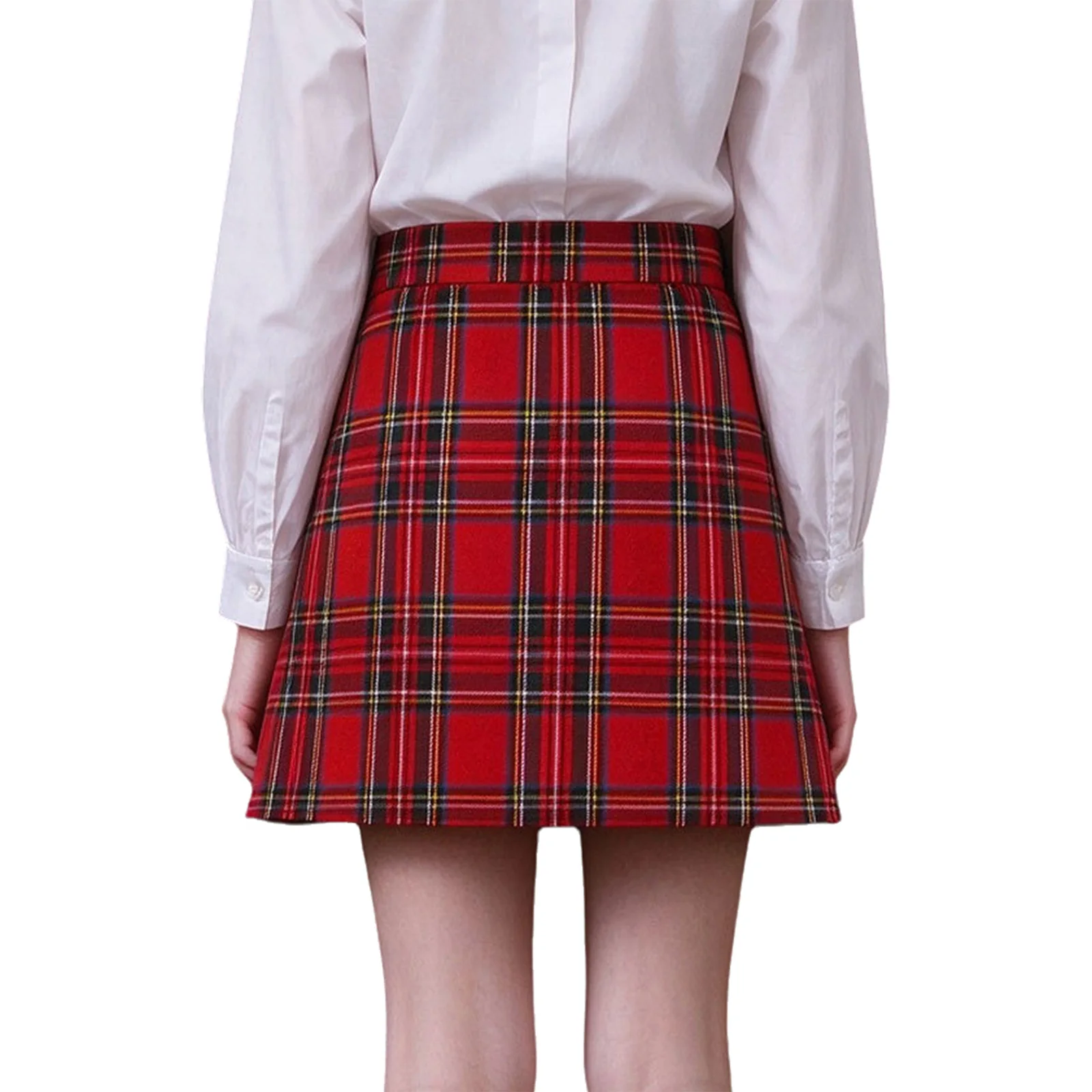 Kids Girls Preppy Style Skirts School Uniform Zipper Plaid Pockets Pleated Skirt for Recitation Performance Party Outdoor Play