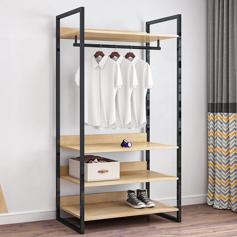 

Custom New Design Cloth Stand Modern Metal Wooden Clothes Rack With Shoe Shelf