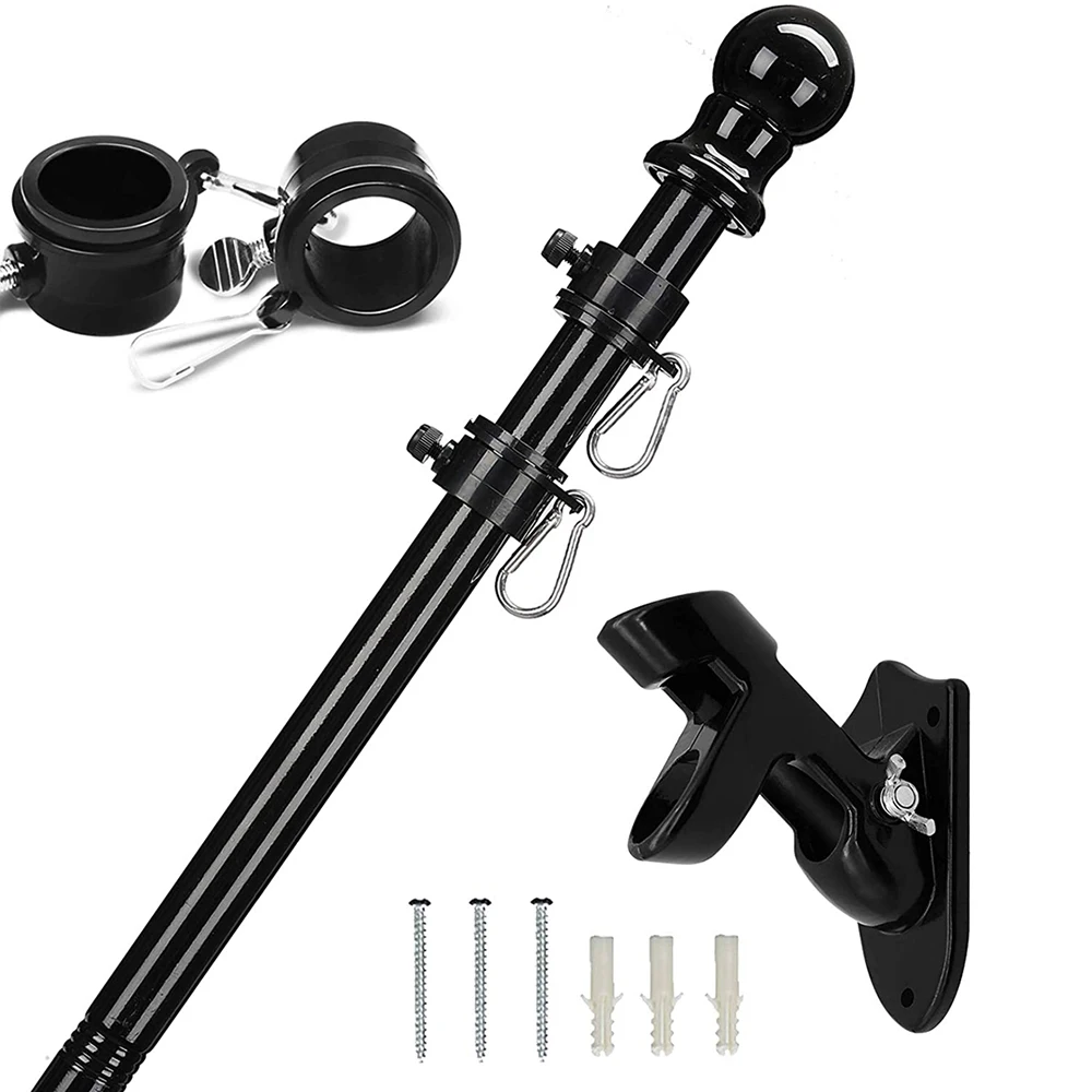Wall Mount Retractable flag holder Top House Wall Bracket Base 6Ft Stand Flagpole Collapsible Holder/Kit outdoor flag mast