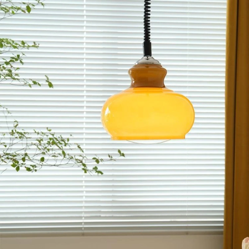 Stretchable Pear Shaped Glass Led Pendant Lights Iron Vintage Lamps Bedroom Living Room Modern indoor Decoration Chandeliers image 4